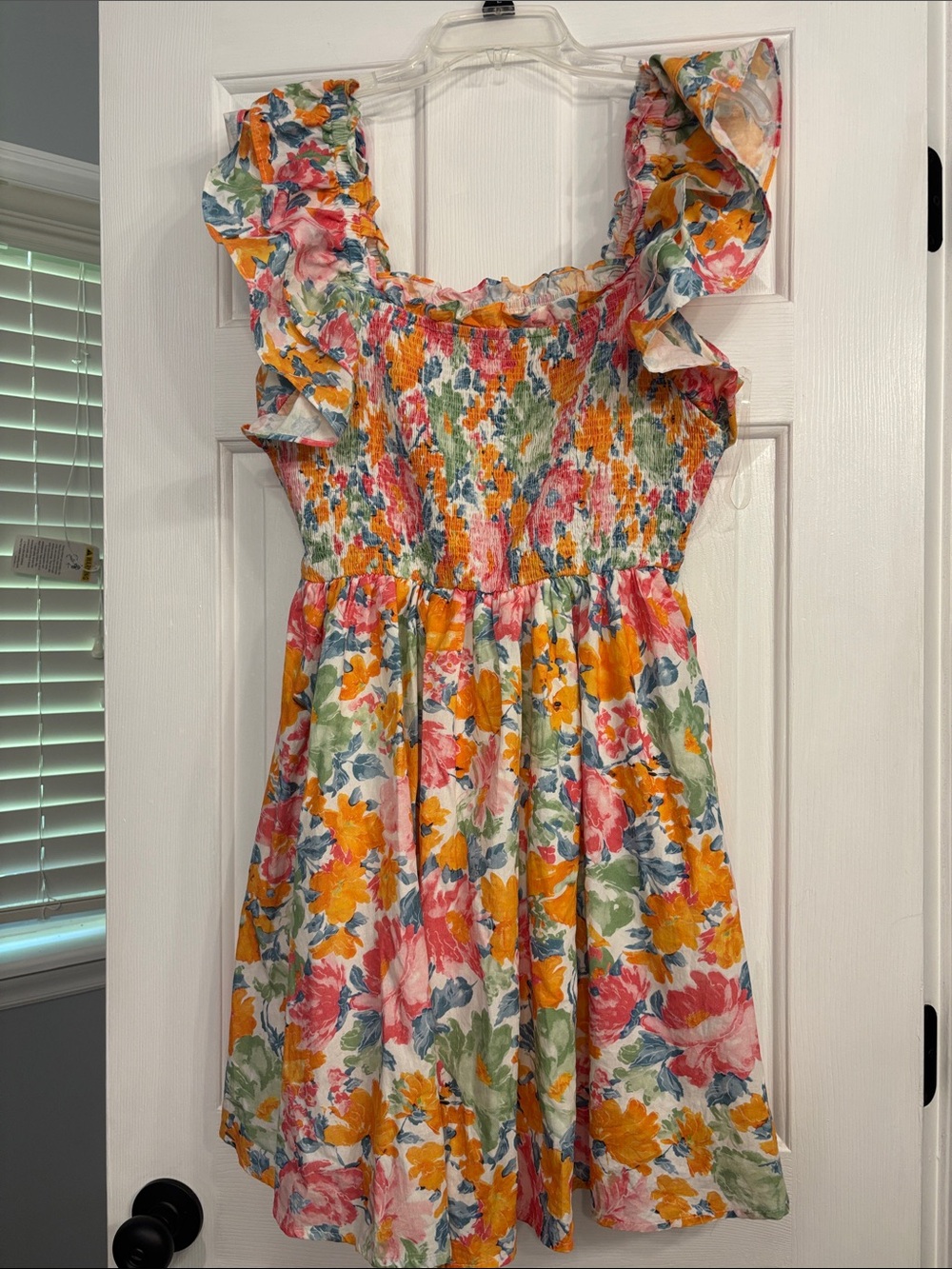 entro Multicolor Floral Smocked Mini Dress - Pink, Yellow & Green